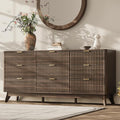 63'' Wide 9 Drawers Dresser for Bedroom, Modern Fluted Vertical Chest by TROJMHome
