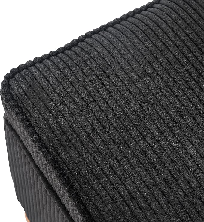 Adeco 17 Inch High Striped Flannel Black Cube Ottoman Storage, 3D Embossed - Image 8