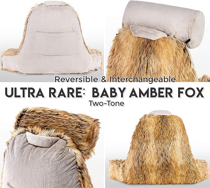 Husband Pillow XXL Ultra Rare Baby Amber Fox Fabulous Faux Fur Backrest - Image 9