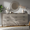 Fluted Dresser with 9 Drawers, Wooden Dresser TV Stand, Modern Closet Clothes by Xixini