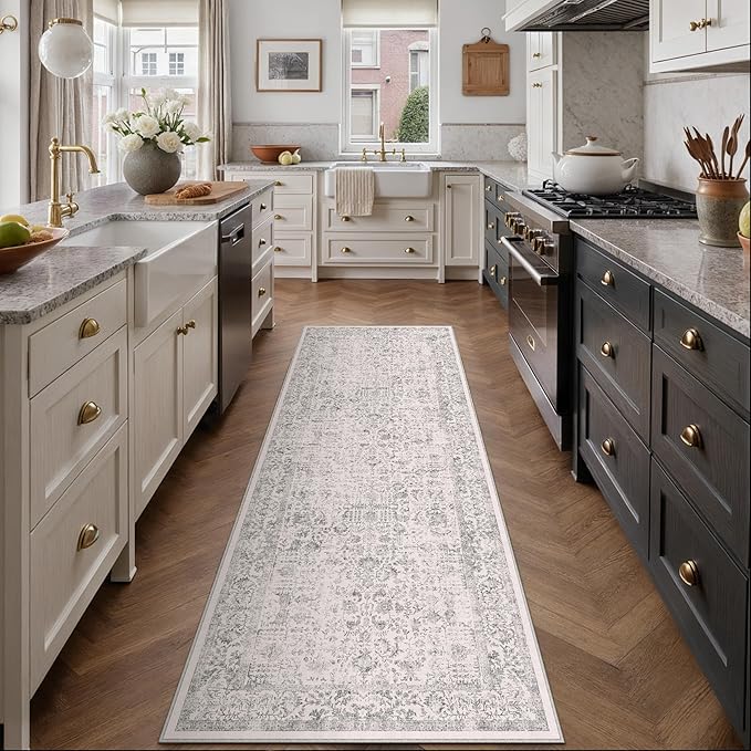 Gray Runner Rug 2'6"x10' Washable Carpet - Image 5