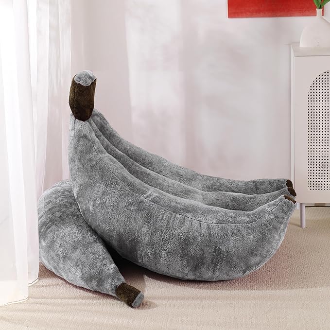 Banana Bean Bag Chair with Ottoman, Floor Sofa Bed with Footrest, Comfy - Image 7