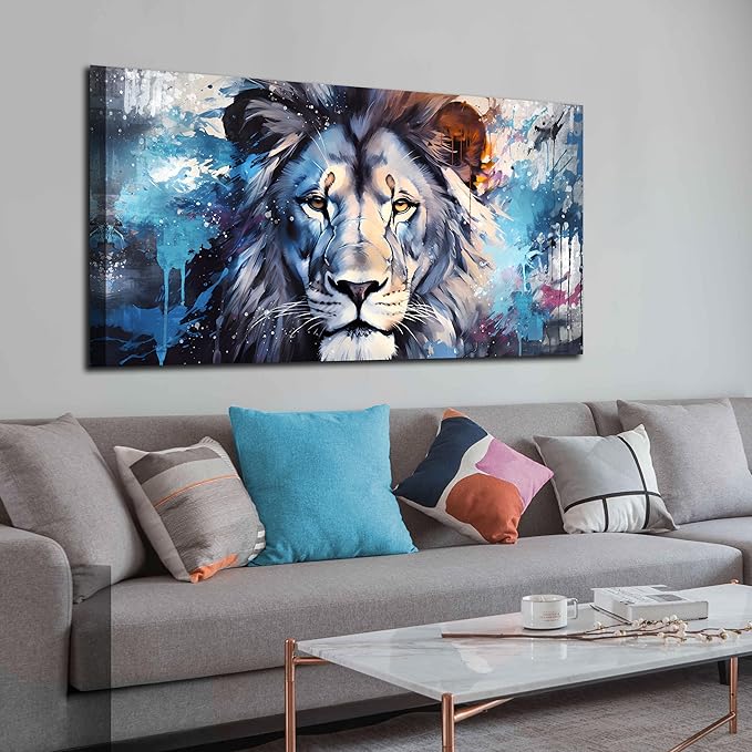 ENTANUB Lion Canvas Wall Art for Living Room, Animal Picture Decor, Large Size by ENTANUB