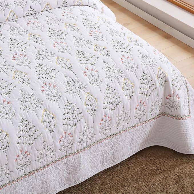 MarCielo 3-Piece 100% Cotton Oversized Bedspread Lightweight Quilt Coverlet - Image 3