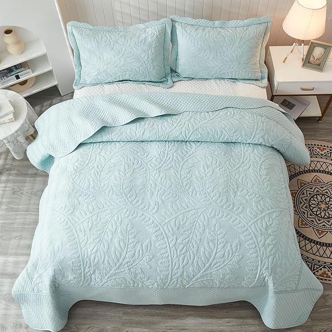 MarCielo 3-Piece 100% Cotton Oversized Bedspread Lightweight Quilt Coverlet - Image 5