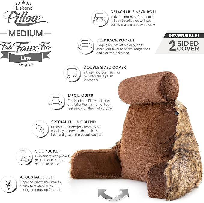 Husband Pillow Medium Limited Baby Brown Bear Fabulous Faux Fur Backrest - Image 5