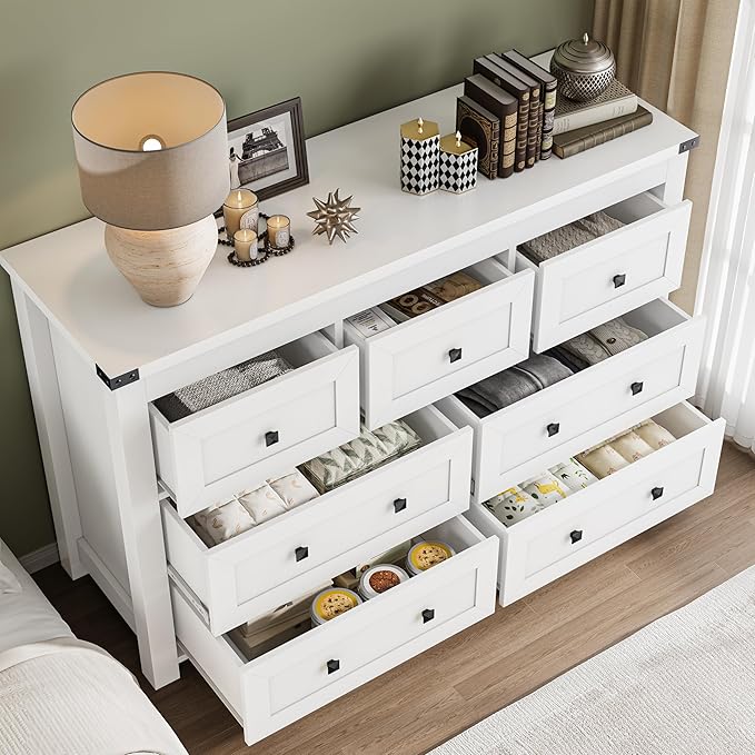 BORNOON 7-Drawer Dresser, Modern Wooden Storage Chest of Drawers, Dresser TV - Image 4