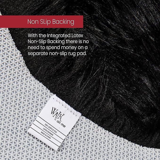 Silky Soft Faux Fur Rug, 5 ft. x 7 ft. Black Fluffy and Shaggy Sheepskin Area - Image 5