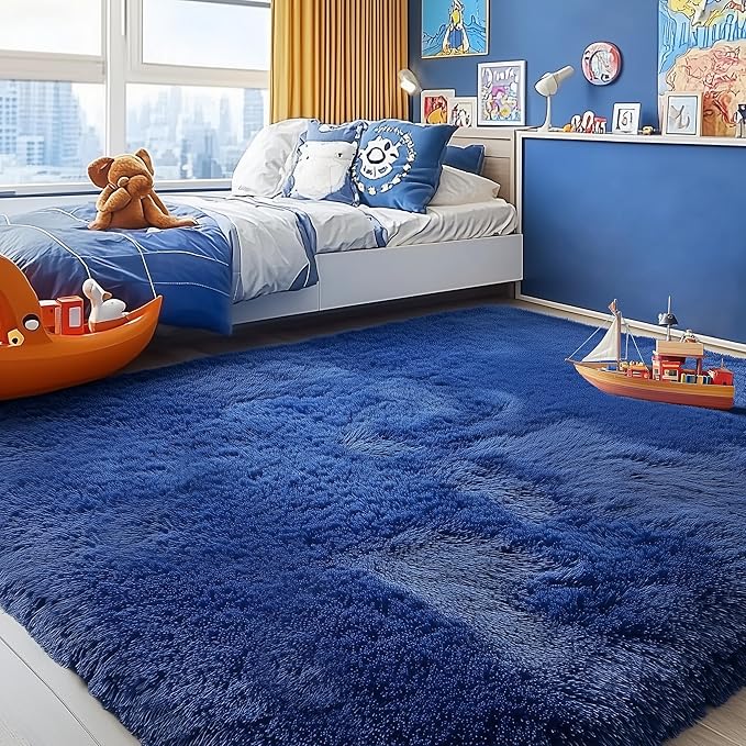 PAGISOFE Blue Rug 4x6 Ft Fluffy Shag Rugs - Image 2