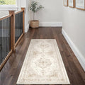 Runner Rug 2x5 Cream Hallway Washable Beige Carpet Non Slip Vintage Medallion by PureCozy