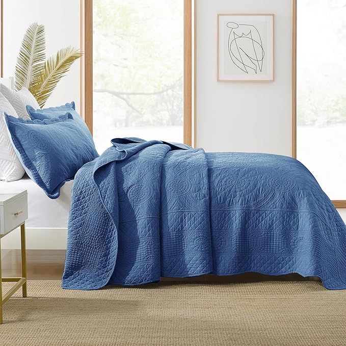 MarCielo 3-Piece 100% Cotton Oversized Bedspread Lightweight Quilt Coverlet - Image 8