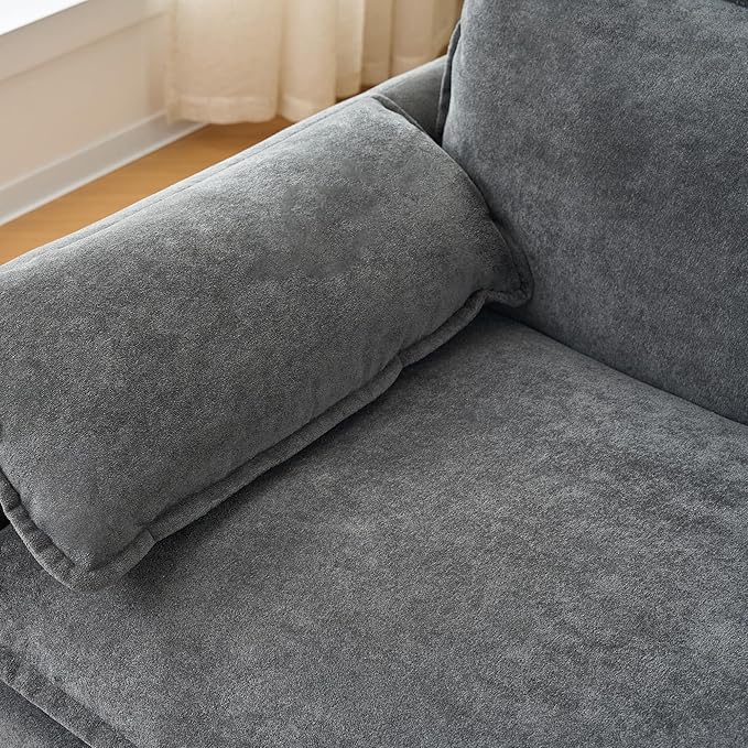 KEIKI Set of 2 Oversized Accent Chairs, Comfy Chenille Upholstered Armchairs - Image 7