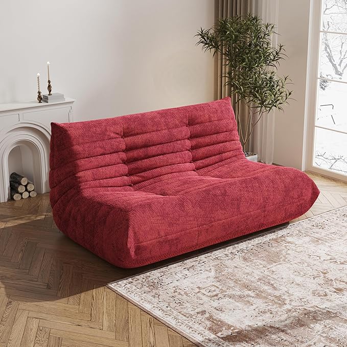 Bean Bag Chair Loveseat, 2 Seater, Teddy Fabric, Adults & Teens, Living Room & - Image 3