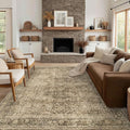 FMFUNCTEX 10x14 Washable Area Rug Brown Vintage Neutral Distressed Large Non by Fmfunctex