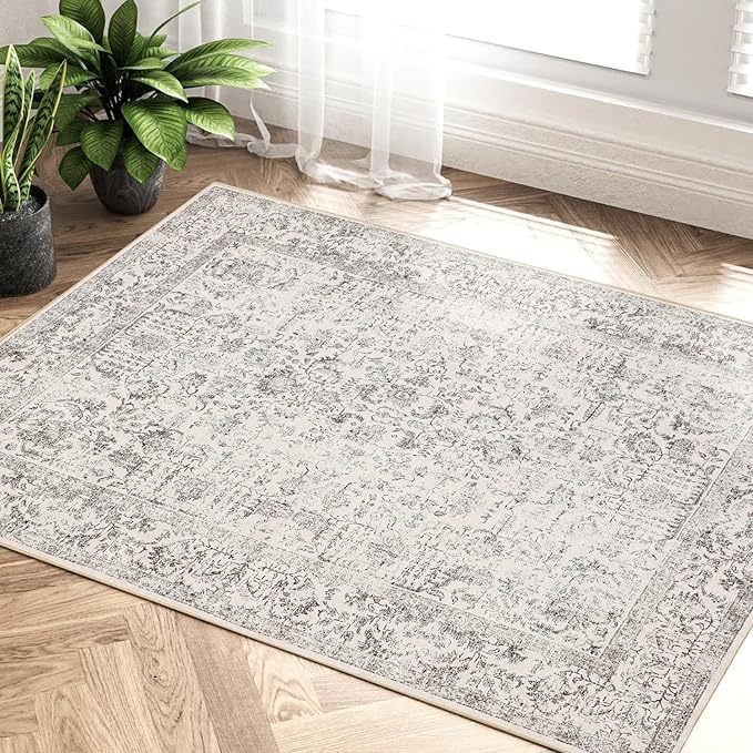 Gray Entryway Area Rug 2x3 Door Mat Machine Washable Kitchen Vintage Distressed - Image 6