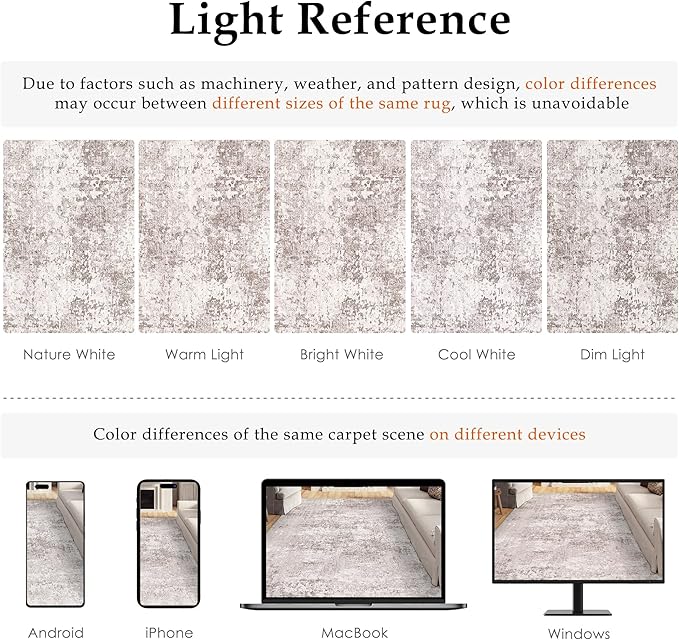 Washable Beige Area Rug 5x7 Modern Abstract Living Room Carpet Neutral Soft - Image 3
