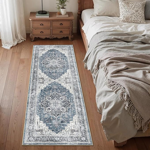 2x6 Vintage Runner Rug Low Pile Runners Non-Slip Machine Washable Rug Retro - Image 2