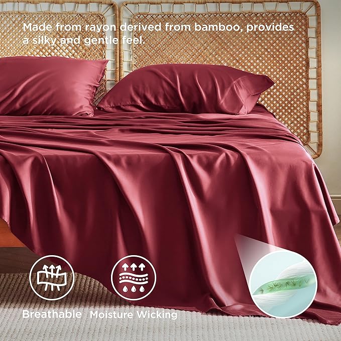 Bedsure Full Size Bed Sheets, Cooling Sheets, Rayon Derived from Bamboo - Image 4