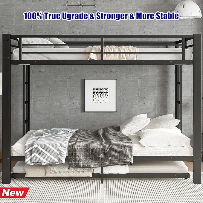 Higher Quality & Stronger Metal Bunk Bed Queen Over Queen Size Bunkbed Frame - Image 3