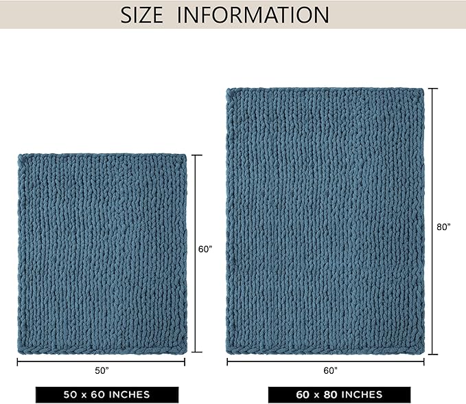 Chunky Knit Throw Blanket 60"X 80", 100% Handmade - Image 9