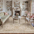Beige 8x10 Area Rug Non Slip Large Vintage Living Room Distressed Machine by PureCozy