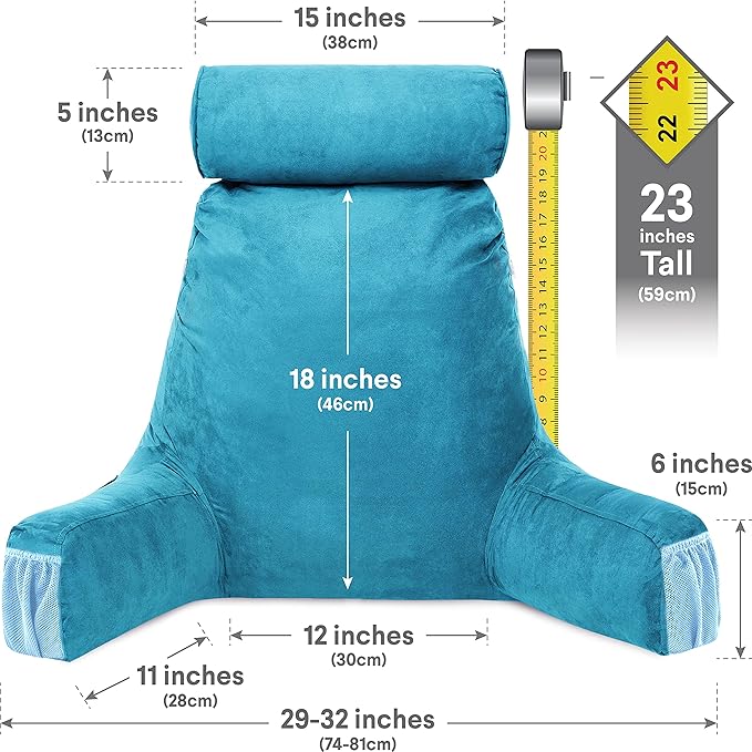 Husband Pillow Medium Aspen Edition Rodeo Blue, Sit Up Reading & Bed Rest - Image 3