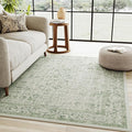 Sage Green Area Rug 4x6 Washable Office Entryway Carpet Vintage Distressed Non by PureCozy
