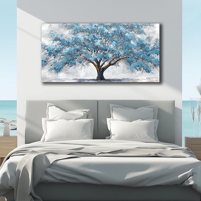 JuhaiArt Teal Wall Decor Tree Wall Art - Image 4