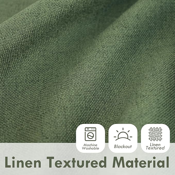 DriftAway Double Layer Linen Blackout Tie Up Curtains Thermal Insulated Fully - Image 4