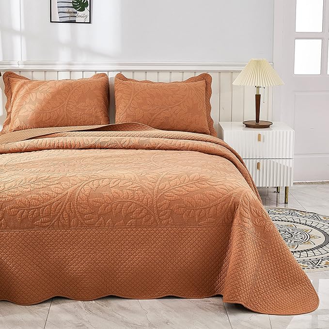 MarCielo 3-Piece 100% Cotton Oversized Bedspread Lightweight Quilt Coverlet by MarCielo