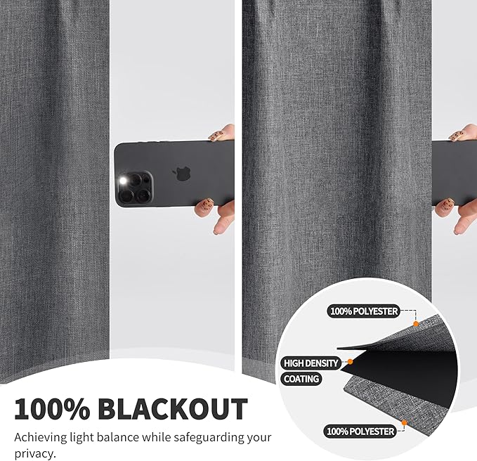 WdFour 42x63 Inch Pinch Pleated Blackout Curtains - Image 4