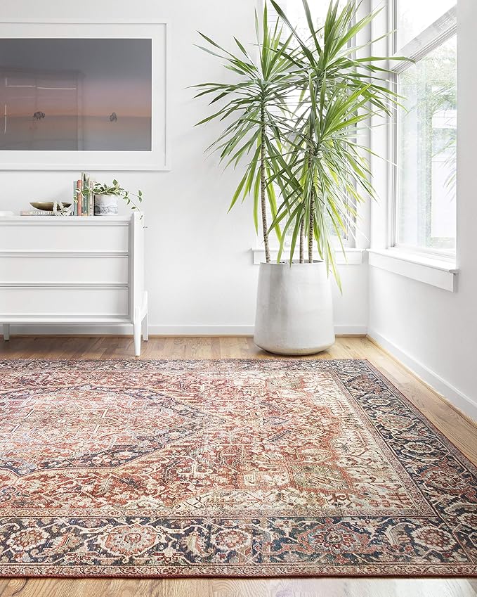Loloi Layla Collection LAY-08 Red/Navy 2'-6" x 7'-6" .13" Thick Runner Rug - Image 8