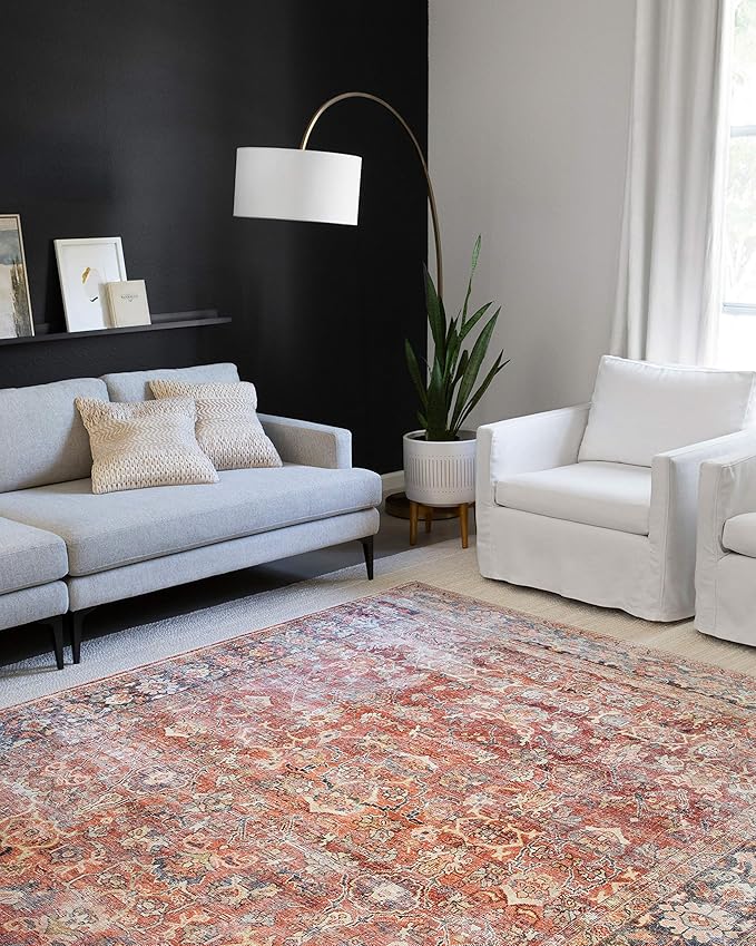 Loloi Layla Collection LAY-02 Spice/Marine 3'-6" x 5'-6" .13" Thick Accent Rug - Image 2