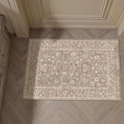 2x3 Deep Brown Entryway Area Rug Machine Washable Door Mat Kitchen Vintage by PureCozy