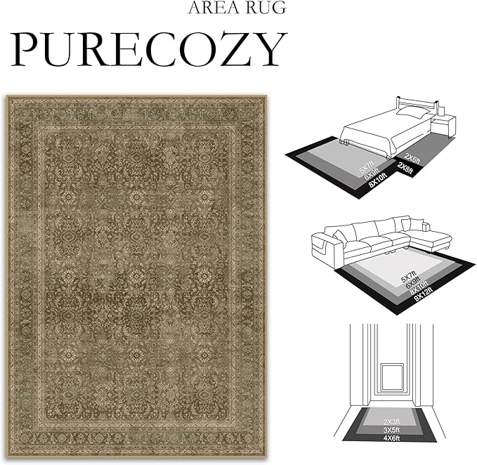 Brown 5x7 Area Rug Washable Vintage Carpet - Image 2