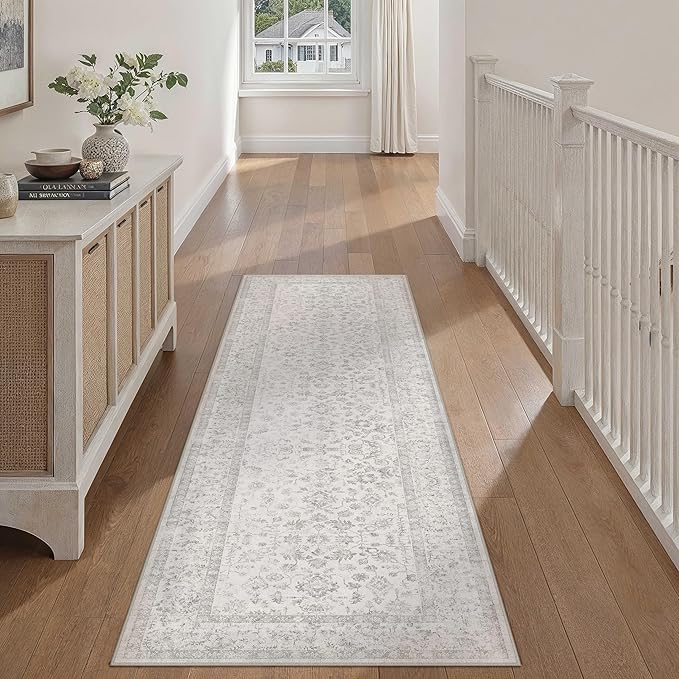 2x6 Grey Runner Rug Hallway Non Slip Kitchen Vintage Distressed Long Carpet - Image 5