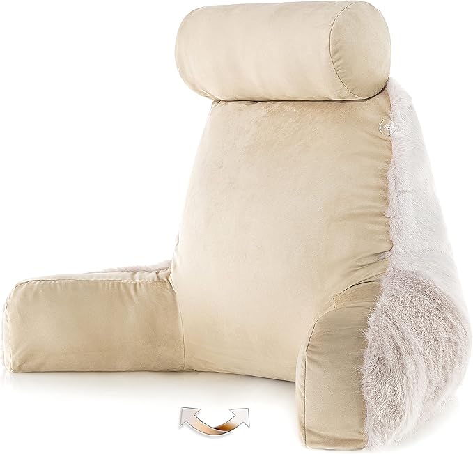 Husband Pillow Medium Baby Golden Wolf Fabulous Faux Fur Backrest, Two-Tone - Image 3