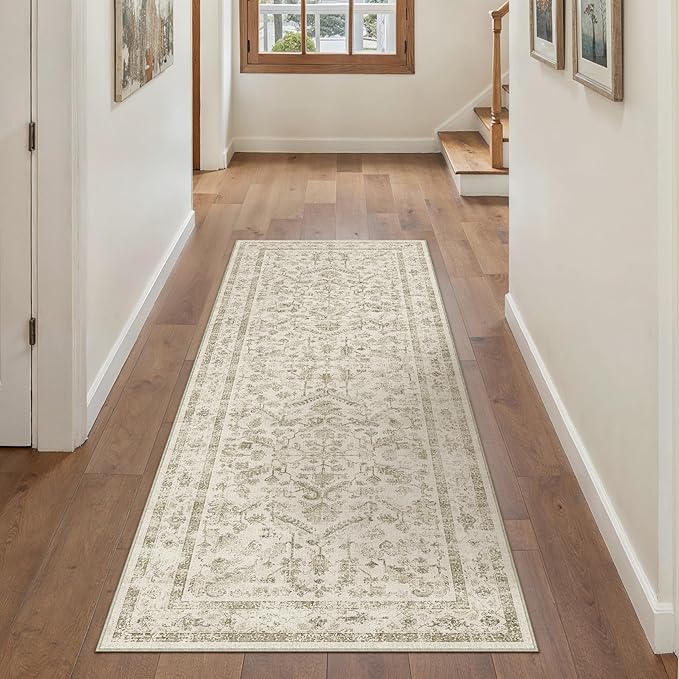 Taupe 2x6 Runner Rug Vintage Area Carpet Hallway Indoor Kitchen Washable Low - Image 4
