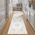 Runner Rug 3x10 Washable Light Gray Hallway Runner Vintage Boho Medallion Non by PureCozy