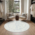3ft Blue Round Area Rug Entryway Door Mat Small Circle 3x3 Kitchen Vintage by PureCozy