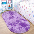 Noahas Oval Fluffy Purple Rug 2.6X5.3 Small Kids Rugs by ModernHomeDecor