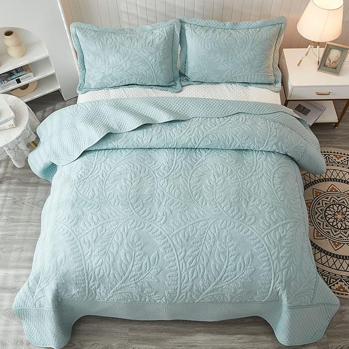 MarCielo 3-Piece 100% Cotton Oversized Bedspread Lightweight Quilt Coverlet - Image 9