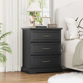Nightstand with 3 Large Drawers, Rustic Farmhouse Wood Small Dresser, Bedside by Thacuok