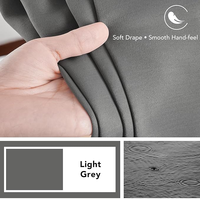 Deconovo Blackout Curtains, Thermal Insulated, W42 x L45 2 Panels, Back Tab - Image 7