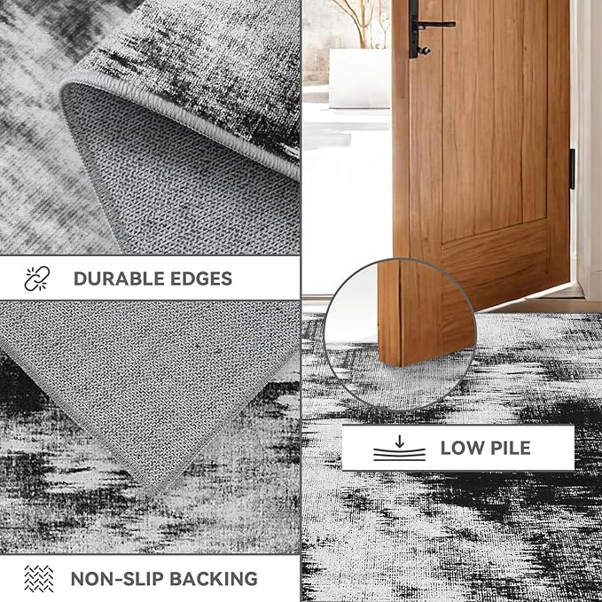 3x8 Hallway Washable Runner Rug: Extra Long Kitchen Runner Non Slip Abstract - Image 6