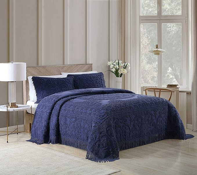 Beatrice Home Fashions Medallion Chenille Bedspread, King Sham - Image 2