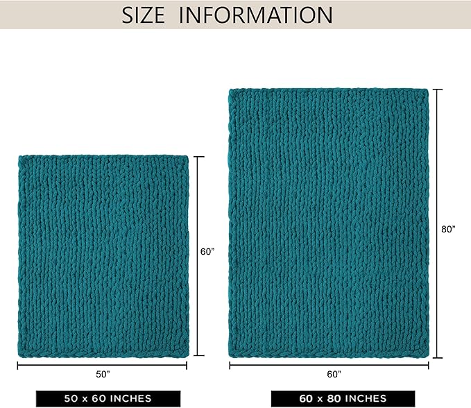 Chunky Knit Throw Blanket 50"X 60", 100% Handmade - Image 3