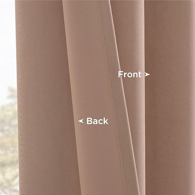 Joydeco Velvet Curtains Rose Beige Blackout Curtains Thermal Insulated 84 - Image 4