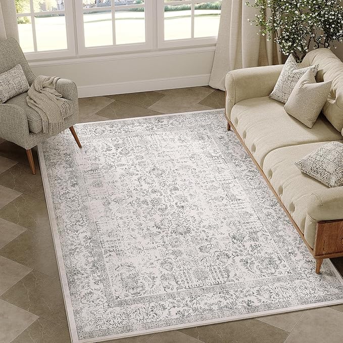 Gray Area Rug 3x4 Office Entryway Rug Machine Washable Kitchen Vintage - Image 6