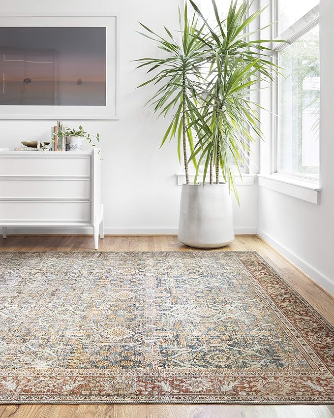 Loloi Layla Collection LAY-04 Ocean/Rust 2'-6" x 12'-0" .13" Thick Runner Rug - Image 10
